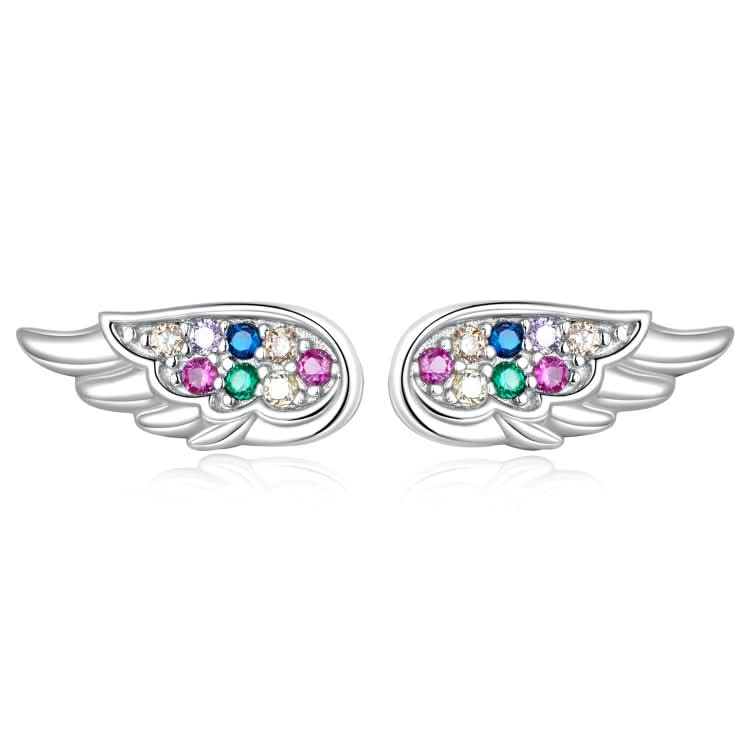 S925 Sterling Silver Colorful Zircon Wing Ear Stud Women Earrings Reluova