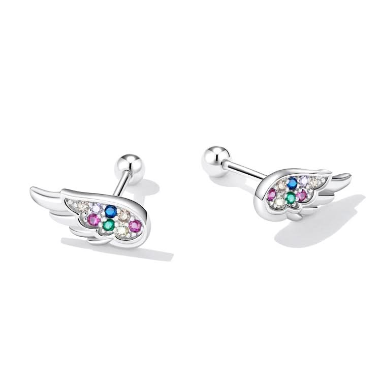 S925 Sterling Silver Colorful Zircon Wing Ear Stud Women Earrings Reluova