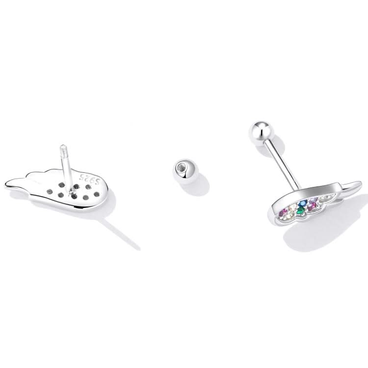 S925 Sterling Silver Colorful Zircon Wing Ear Stud Women Earrings Reluova