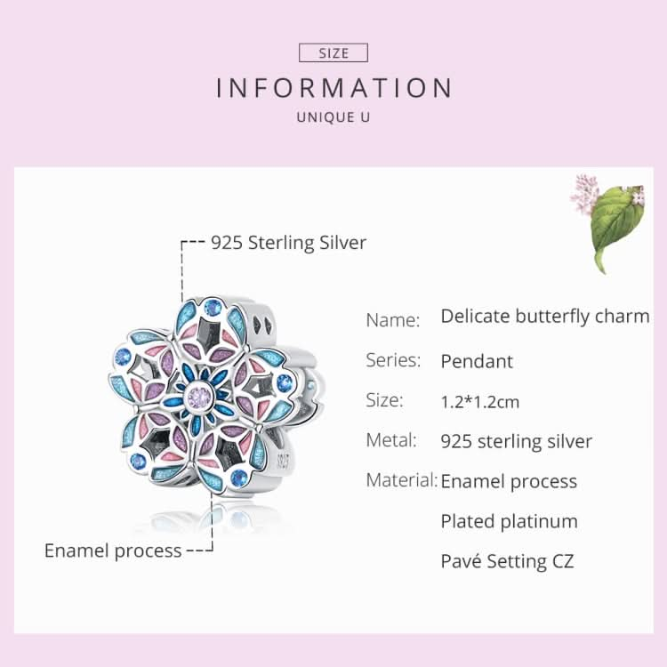 S925 Sterling Silver Silver Delicate Butterfly Bead DIY Bracelet Necklace Accessories