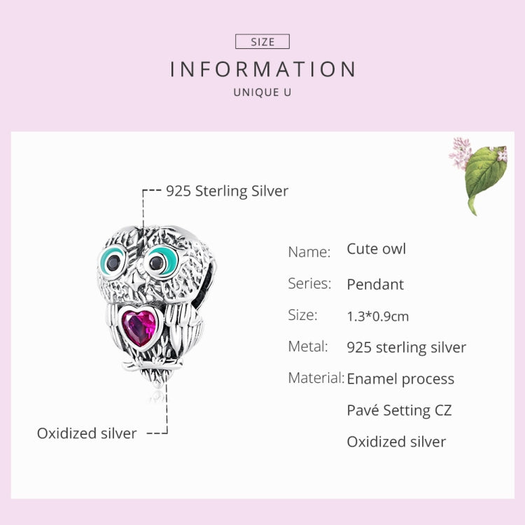 S925 Sterling Silver Cute Owl Beads DIY Bracelet Necklace Accessories Reluova