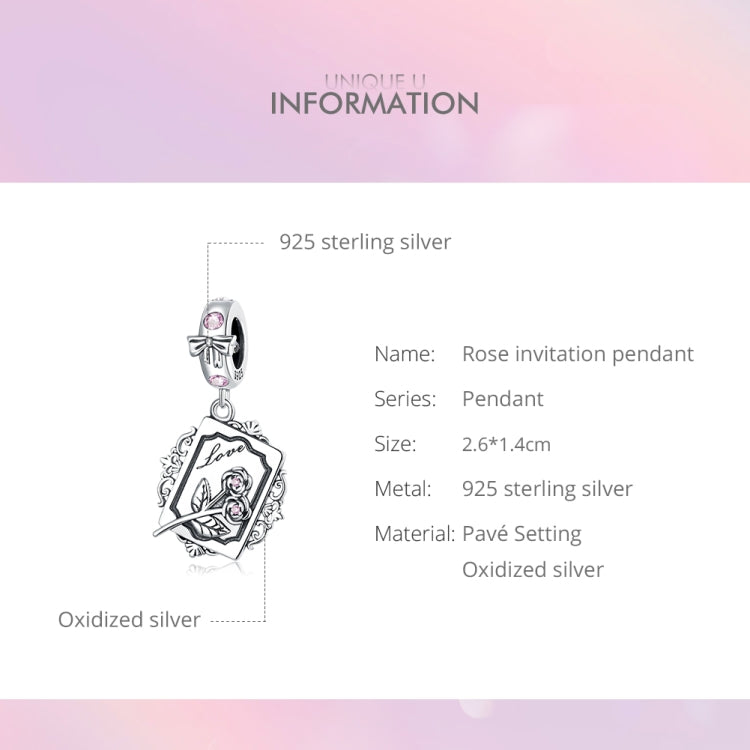 S925 Sterling Silver Silver Rose Invitation Pendant DIY Bracelet Necklace Accessories Reluova