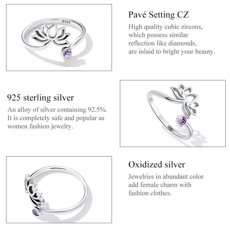 S925 Sterling Silver Simple Lotus Women Open Ring Reluova