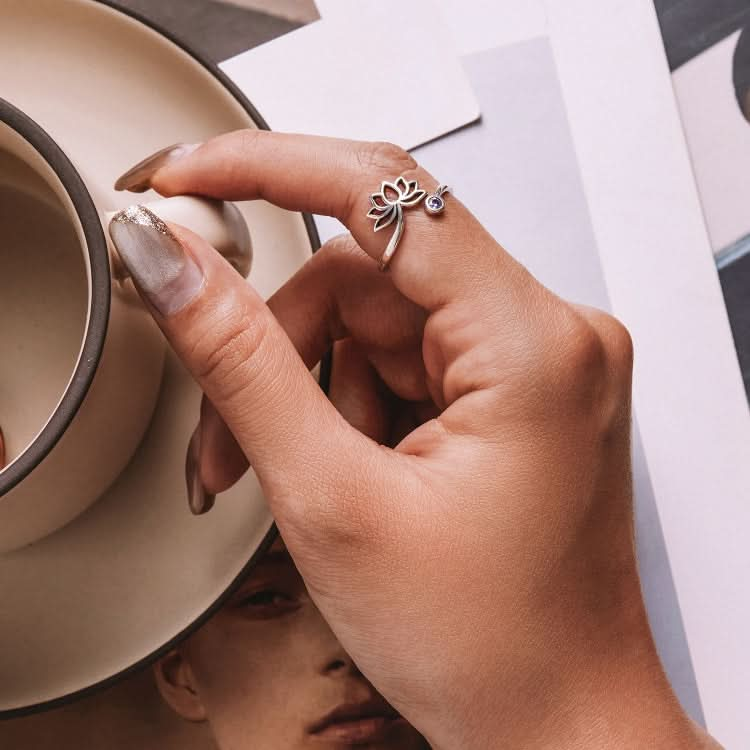 S925 Sterling Silver Simple Lotus Women Open Ring Reluova