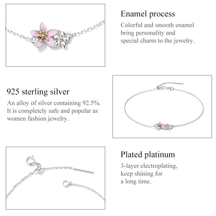 S925 Sterling Silver Cherry Blossom Bracelet Women Jewelry Reluova