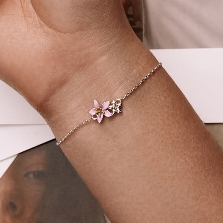 S925 Sterling Silver Cherry Blossom Bracelet Women Jewelry Reluova