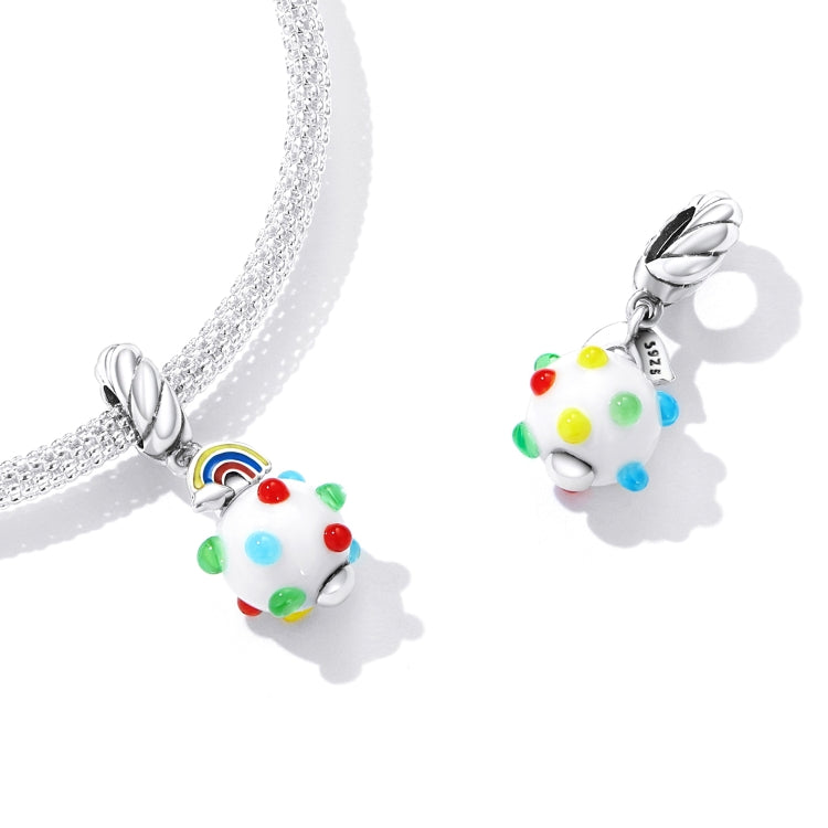 S925 Sterling Silver Silver Rainbow Glaze Pendant DIY Bracelet Necklace Accessories