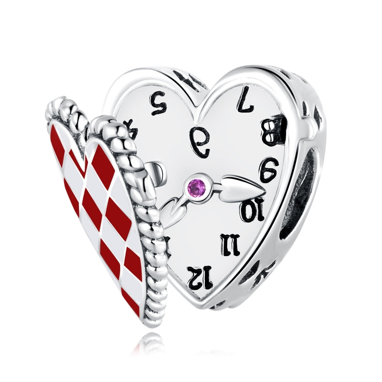 S925 Sterling Silver Heart Clock Beads DIY Bracelet Necklace Accessories Reluova