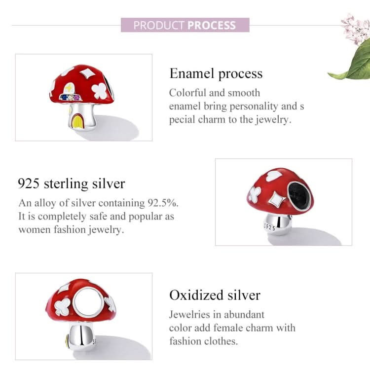 S925 Sterling Silver Mushroom House Beads DIY Bracelet Necklace Accessories