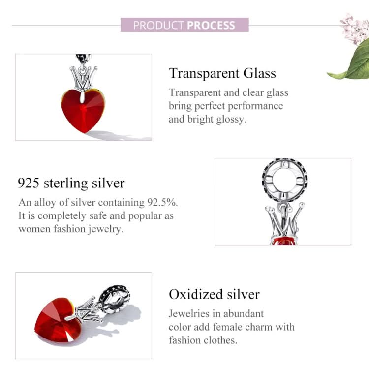 S925 Sterling Silver Silver Crown Heart Pendant DIY Bracelet Necklace Accessories