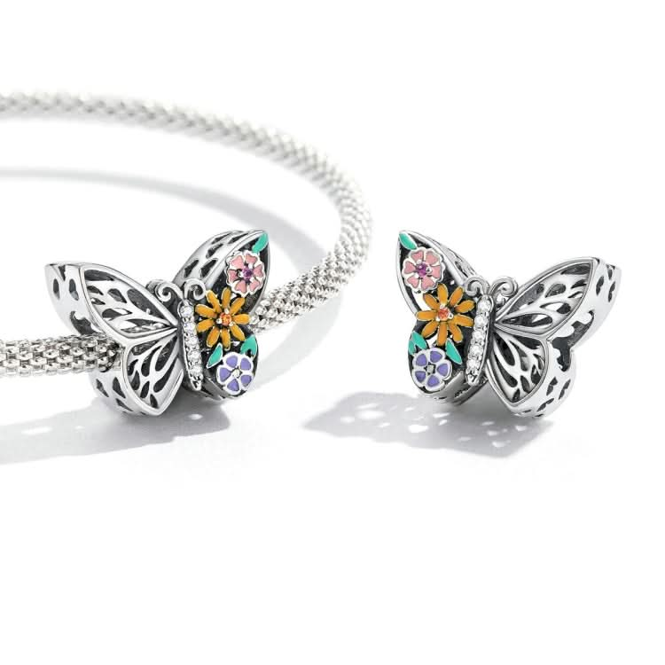 S925 Sterling Silver Flower Butterfly Beads DIY Bracelet Necklace Accessories