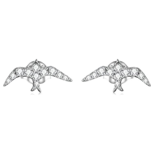 S925 Sterling Silver Mini Swallow Ear Stud Women Earrings Reluova