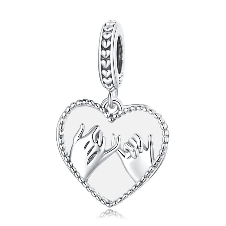 S925 Sterling Silver Silver Heart Hand In Hand Pendant DIY Bracelet Necklace Accessories