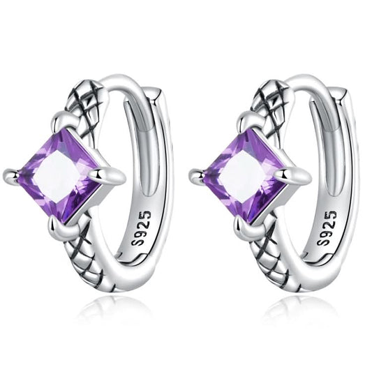 S925 Sterling Silver Purple Zircon Snake Pattern Ear Buckle Women Earrings Reluova