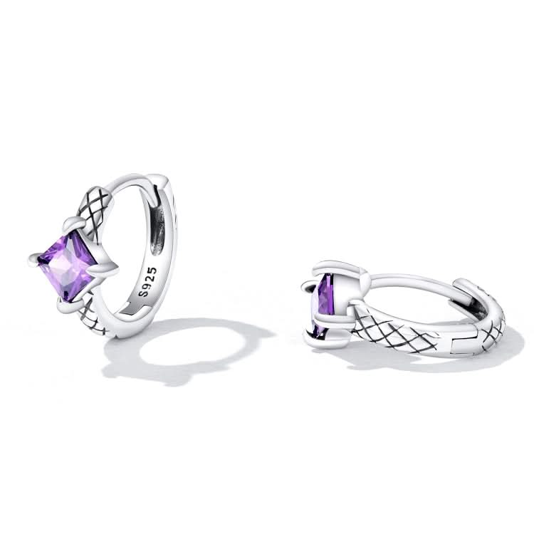 S925 Sterling Silver Purple Zircon Snake Pattern Ear Buckle Women Earrings Reluova