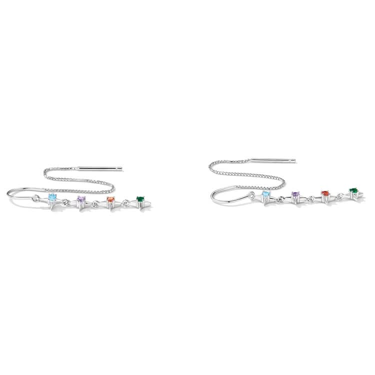 S925 Sterling Silver Star Colored Zircon Ear Line Women Earrings Reluova