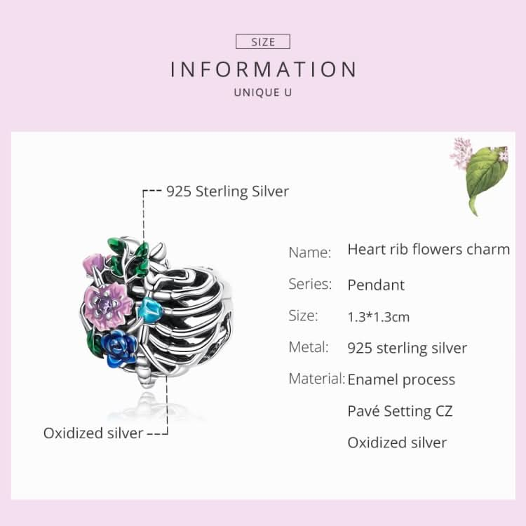 S925 Sterling Silver Heart Rib Flower Beads DIY Bracelet Necklace Accessories