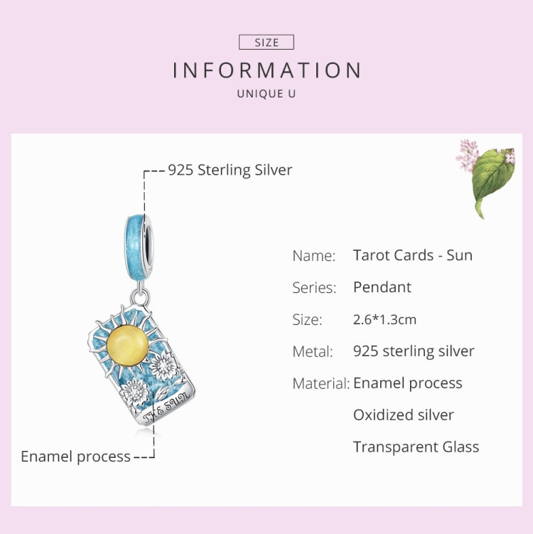 S925 Sterling Silver Tarot Sun Pendant DIY Bracelet Necklace Accessories