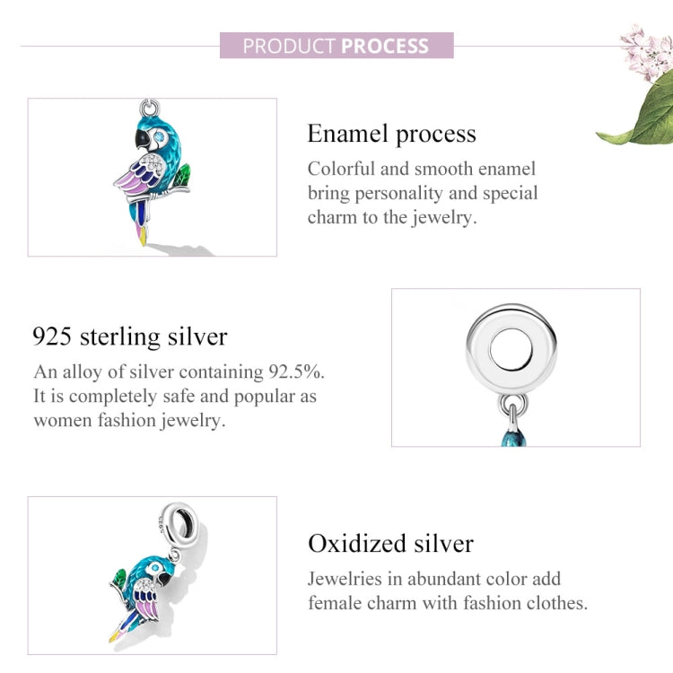 S925 Sterling Silver Parrot Pendant DIY Bracelet Necklace Accessories