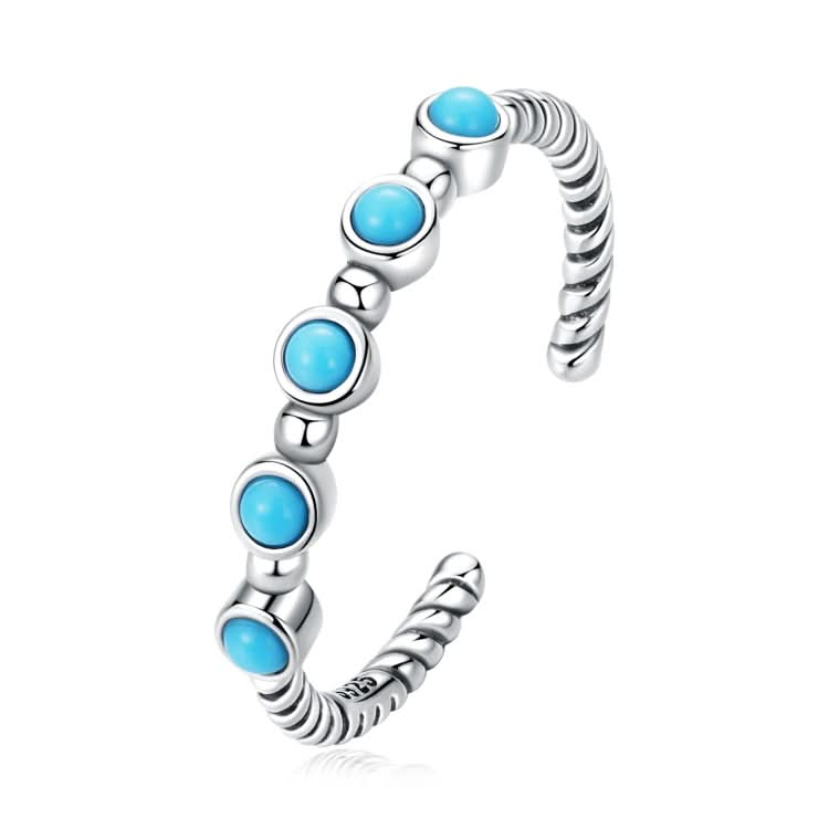 S925 Sterling Silver Turquoise Twist Women Open Ring Reluova