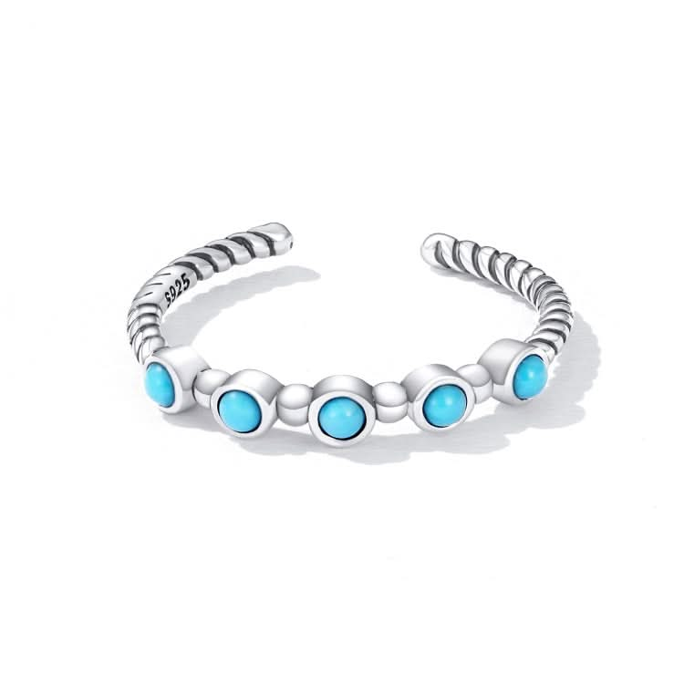 S925 Sterling Silver Turquoise Twist Women Open Ring Reluova