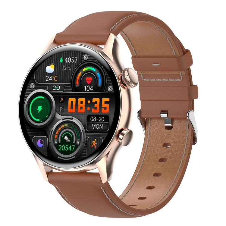 HK8Pro 1.36 inch AMOLED Screen Leather Strap Smart Watch, Support NFC Function / Blood Oxygen Monitoring