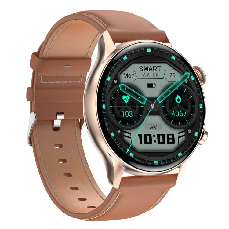 HK8Pro 1.36 inch AMOLED Screen Leather Strap Smart Watch, Support NFC Function / Blood Oxygen Monitoring