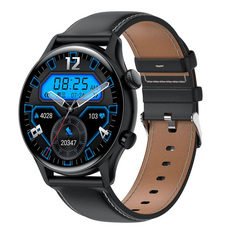 HK8Pro 1.36 inch AMOLED Screen Leather Strap Smart Watch, Support NFC Function / Blood Oxygen Monitoring