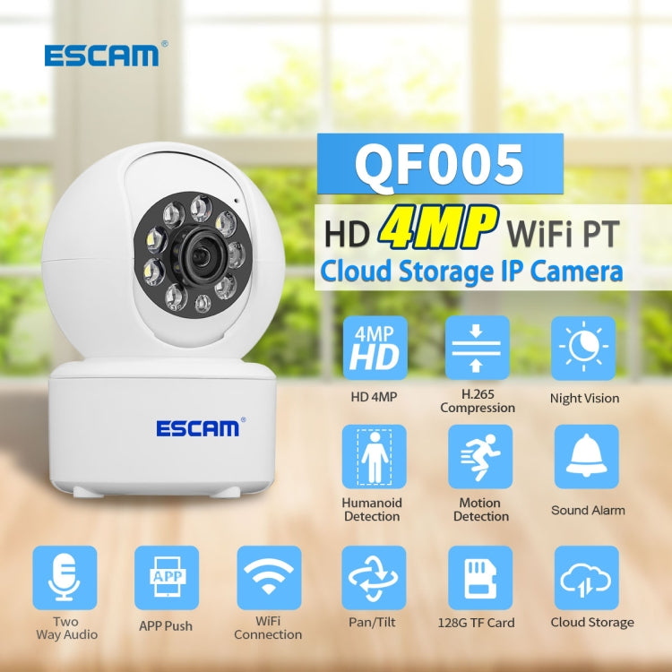 ESCAM QF005 4MP Indoor HD WiFi Pan-tilt Camera, Support Motion Detection / Two-way Audio / Night Vision