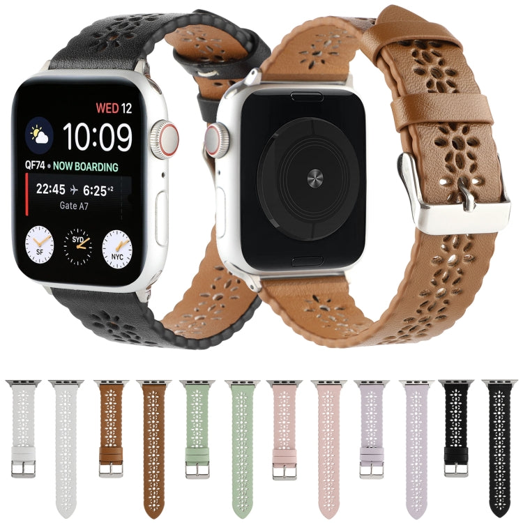 Hollow Genuine Leather Watch Band For Apple Watch Series