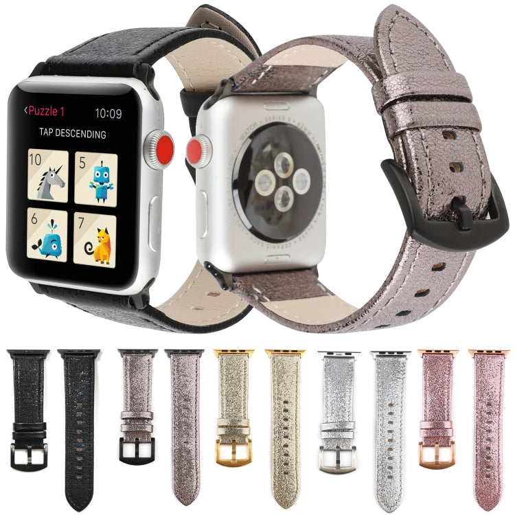 Glitter Genuine Leather Watch Band For Apple Watch Series