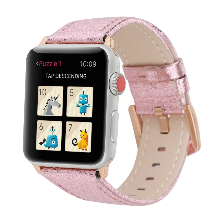 Glitter Genuine Leather Watch Band For Apple Watch Series