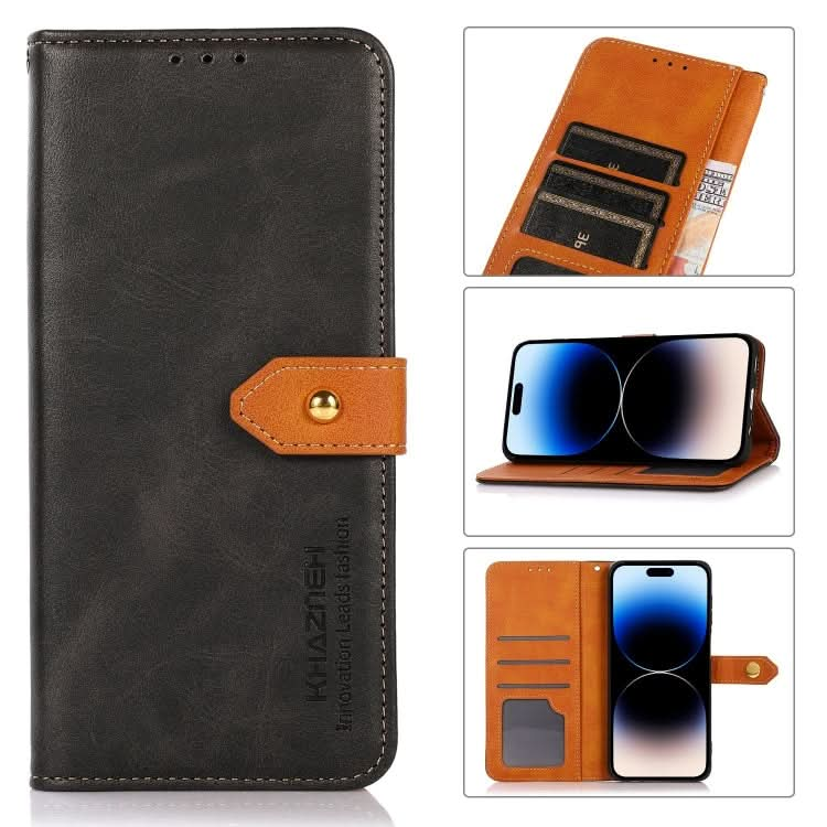 KHAZNEH Dual-color Cowhide Texture Flip Leather Phone Case, Series 1