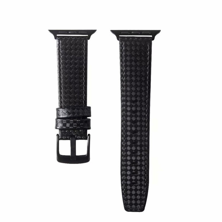 Carbon Fiber Genuine Leather Watch Band For Apple Watch Series