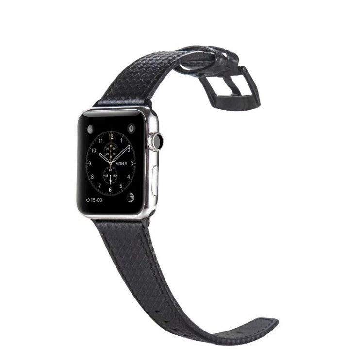 Carbon Fiber Genuine Leather Watch Band For Apple Watch Series