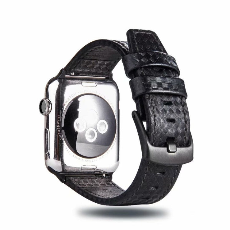 Carbon Fiber Genuine Leather Watch Band For Apple Watch Series