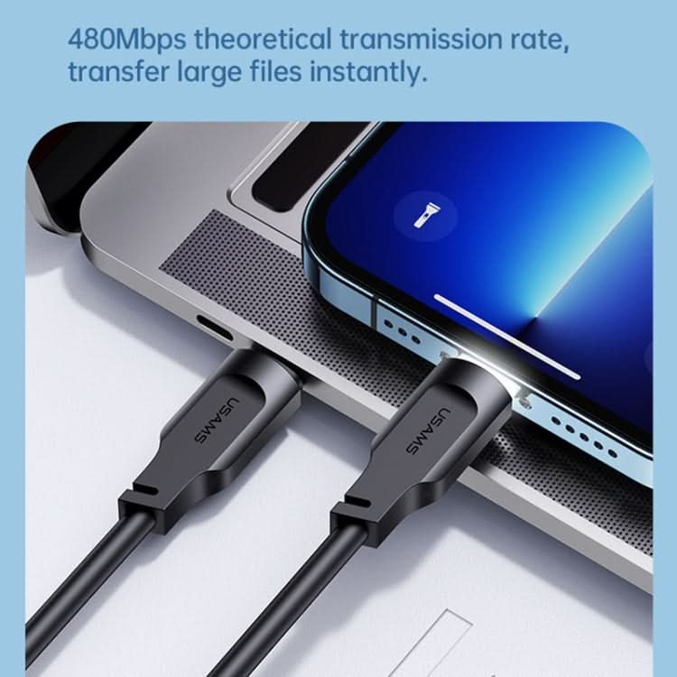 USAMS US-SJ566 Lithe Series 1.2m Type-C to 8 Pin PD 20W Fast Charging Cable with Light