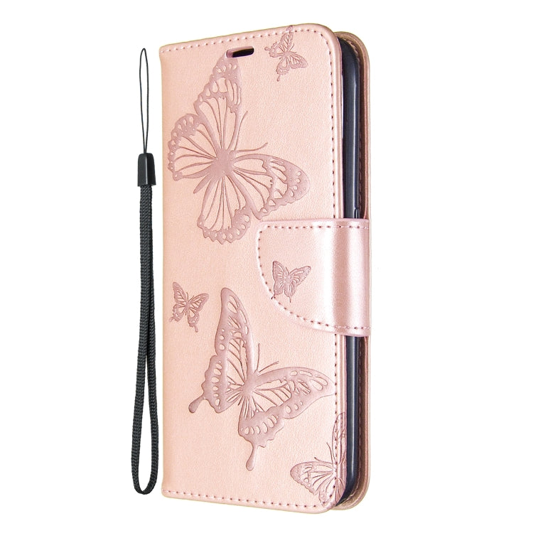 Two Butterflies Embossing Pattern Horizontal Flip Leather Case with Holder & Card Slot & Wallet & Lanyard My Store