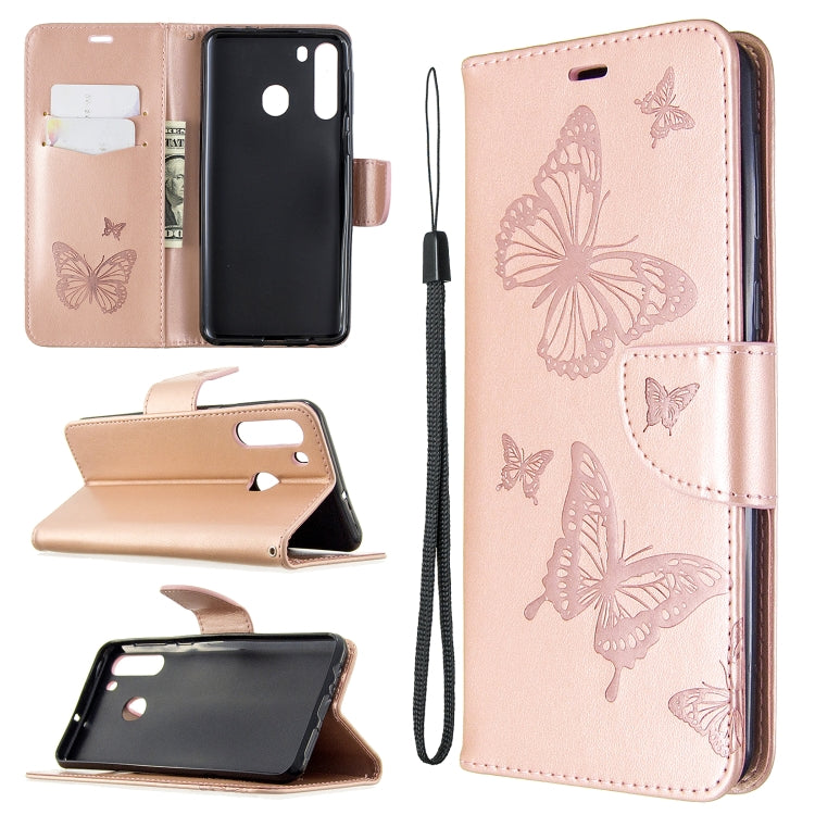 Two Butterflies Embossing Pattern Horizontal Flip Leather Case with Holder & Card Slot & Wallet & Lanyard My Store