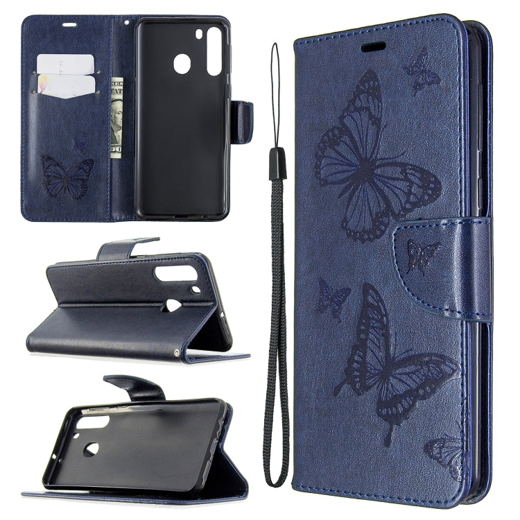 Two Butterflies Embossing Pattern Horizontal Flip Leather Case with Holder & Card Slot & Wallet & Lanyard My Store