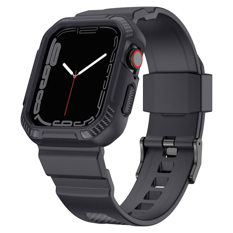 Integrated Carbon Fiber Pattern Silicone Watch Band For Apple Watch Series