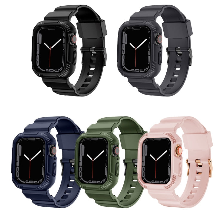 Integrated Carbon Fiber Pattern Silicone Watch Band For Apple Watch Series