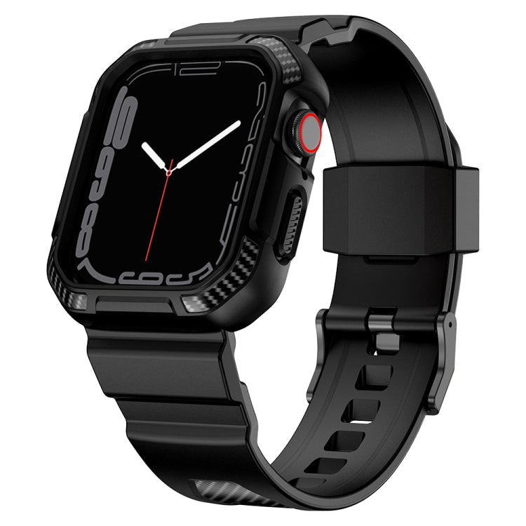 Integrated Carbon Fiber Pattern Silicone Watch Band For Apple Watch Series