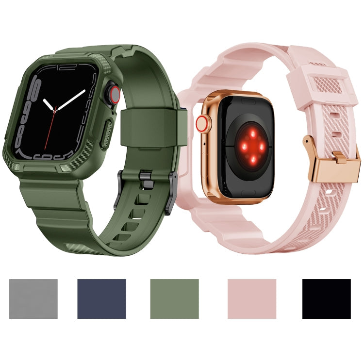 Integrated Carbon Fiber Pattern Silicone Watch Band For Apple Watch Series