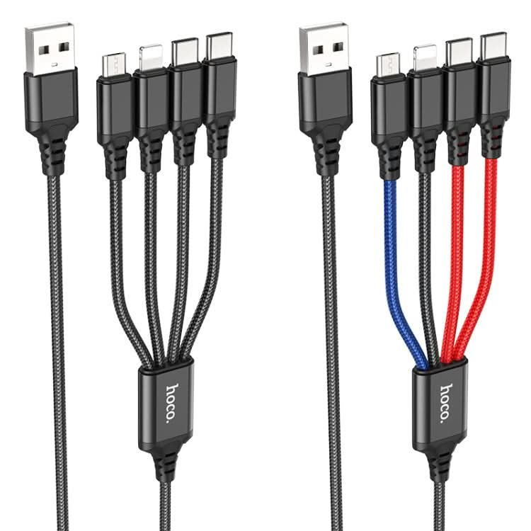 hoco X76 4 in 1 2A Dual USB-C/Type-C +8 Pin + Micro USB Super Charging Cable,Length: 1m