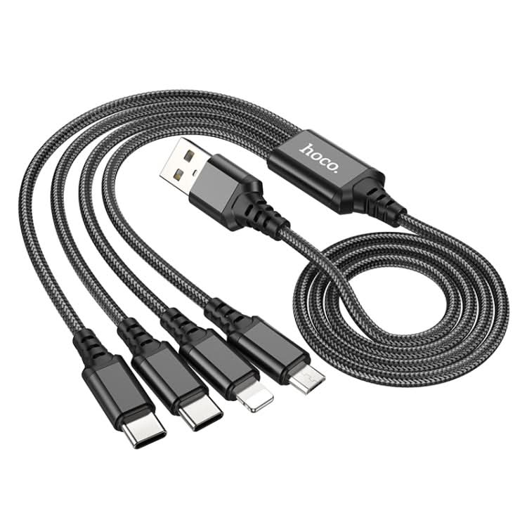 hoco X76 4 in 1 2A Dual USB-C/Type-C +8 Pin + Micro USB Super Charging Cable,Length: 1m