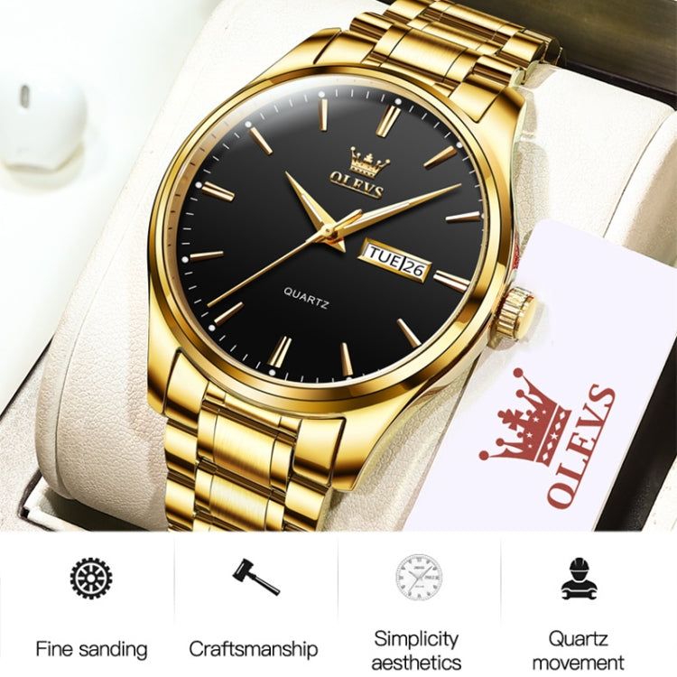 OLEVS 6898 Men Waterproof Luminous Steel Watch Band Quartz Watch