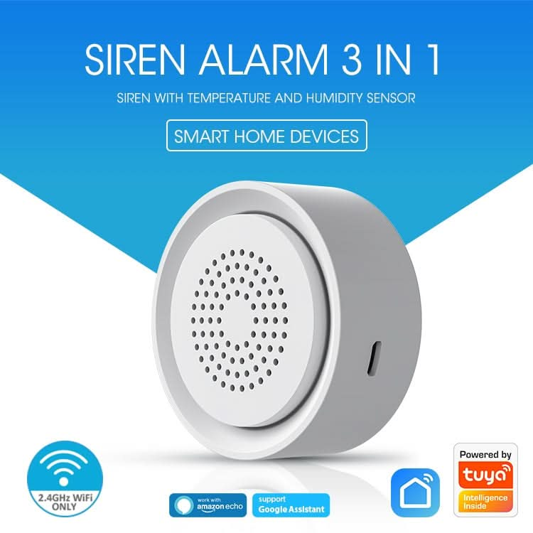 NEO NAS-AB03WT WiFi USB Siren Alarm with Temperature & Humidity Sensor Reluova