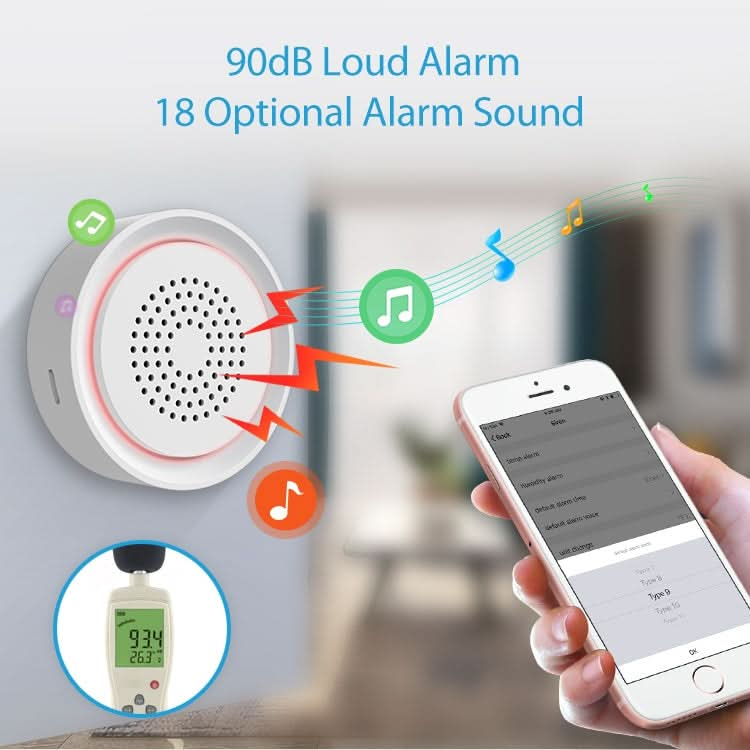 NEO NAS-AB03WT WiFi USB Siren Alarm with Temperature & Humidity Sensor Reluova