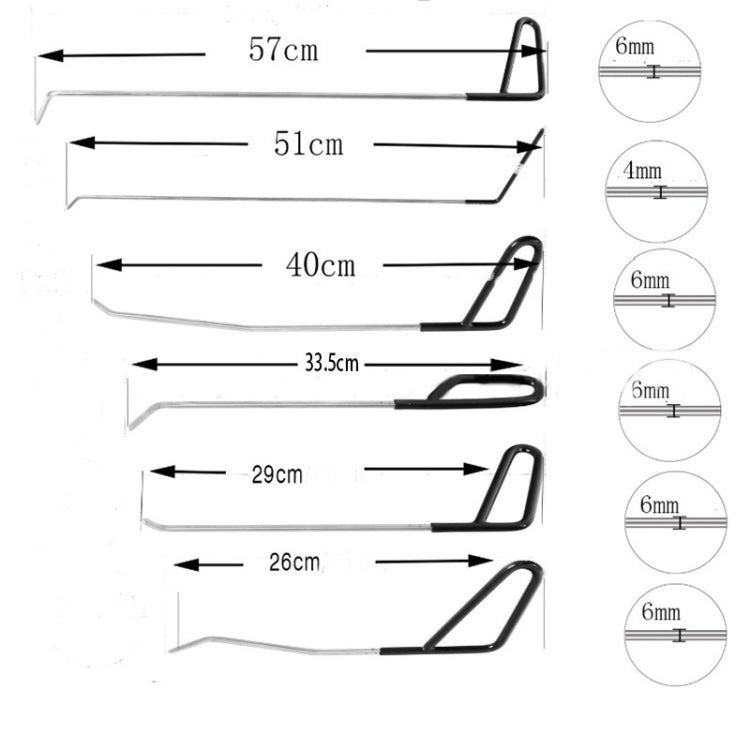 Q1 6 in 1 Car Paintless Dent Repair Hail Remover Hooks Rods Kit